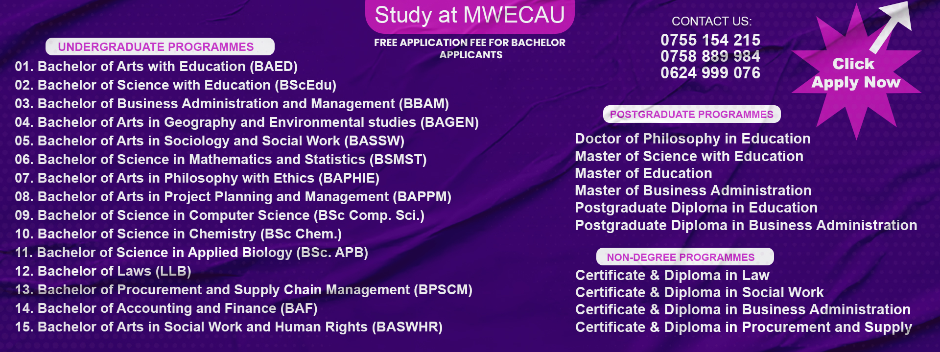 Study at MWECAU